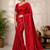 Red Color alpha with beads hand work rich border work Chiffon Saree