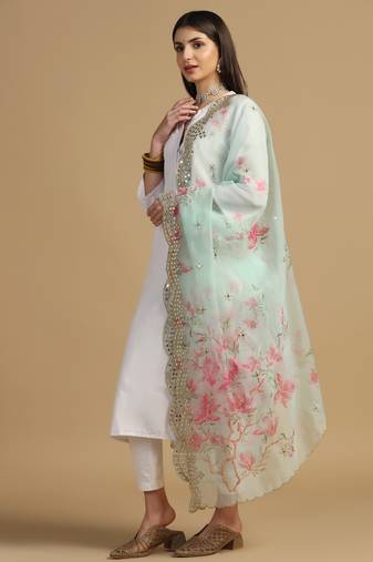 Digital print orgenza sequnce work dupatta for women and girls to wear on gown chaniya choli kurti etc