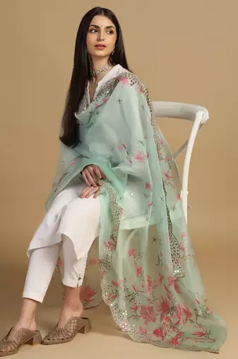 Digital print orgenza sequnce work dupatta for women and girls to wear on gown chaniya choli kurti etc