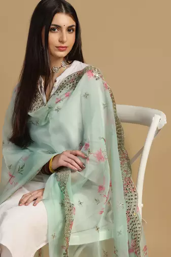 Digital print orgenza sequnce work dupatta for women and girls to wear on gown chaniya choli kurti etc