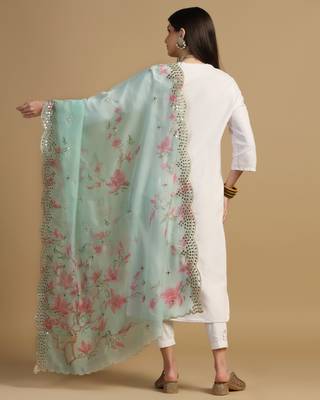 Digital print orgenza sequnce work dupatta for women and girls to wear on gown chaniya choli kurti etc 6