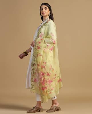Digital print orgenza sequnce work dupatta for women and girls to wear on gown chaniya choli kurti etc 1