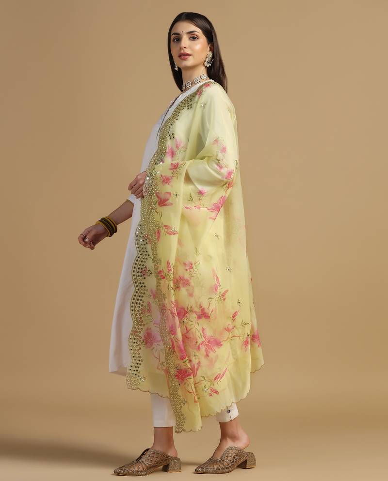 Digital print orgenza sequnce work dupatta for women and girls to wear on gown chaniya choli kurti etc