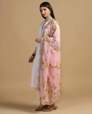 Digital print orgenza sequnce work dupatta for women and girls to wear on gown chaniya choli kurti etc 1