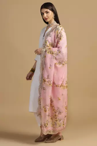 Digital print orgenza sequnce work dupatta for women and girls to wear on gown chaniya choli kurti etc