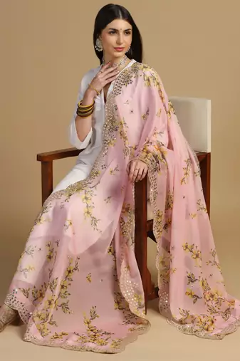 Digital print orgenza sequnce work dupatta for women and girls to wear on gown chaniya choli kurti etc