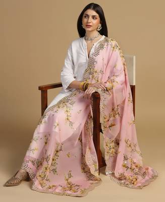 Digital print orgenza sequnce work dupatta for women and girls to wear on gown chaniya choli kurti etc 3