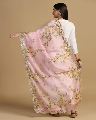 Digital print orgenza sequnce work dupatta for women and girls to wear on gown chaniya choli kurti etc 6