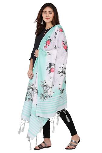 Digital motif print cotton maslin silk stall or scarf dupatta wear on kurti for women and girls