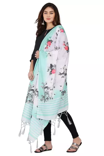 Digital motif print cotton maslin silk stall or scarf dupatta wear on kurti for women and girls
