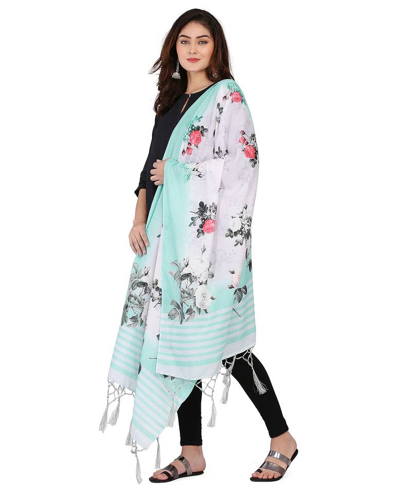 Digital motif print cotton maslin silk stall or scarf dupatta wear on kurti for women and girls