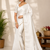 White Color alpha with beads hand work rich border work Chiffon Saree