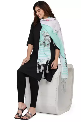 Digital motif print cotton maslin silk stall or scarf dupatta wear on kurti for women and girls