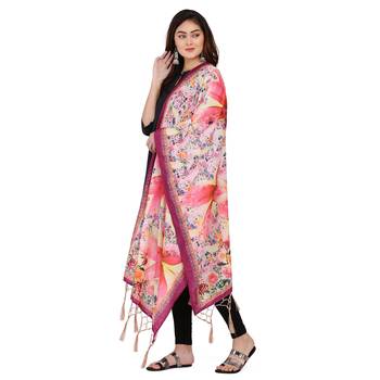 Digital motif print cotton maslin silk stall or scarf dupatta wear on kurti for women and girls 1