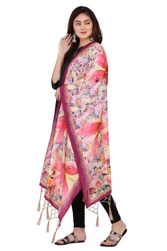 Digital motif print cotton maslin silk stall or scarf dupatta wear on kurti for women and girls