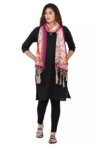 Digital motif print cotton maslin silk stall or scarf dupatta wear on kurti for women and girls