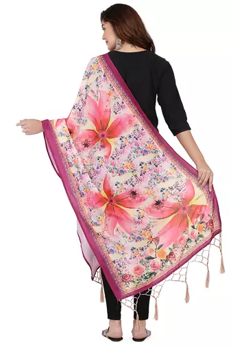Digital motif print cotton maslin silk stall or scarf dupatta wear on kurti for women and girls