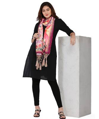 Digital motif print cotton maslin silk stall or scarf dupatta wear on kurti for women and girls 4