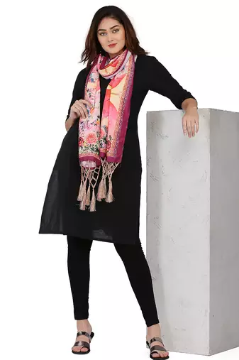 Digital motif print cotton maslin silk stall or scarf dupatta wear on kurti for women and girls