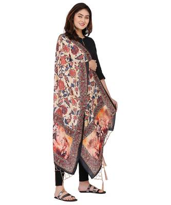 Digital motif print cotton maslin silk stall or scarf dupatta wear on kurti for women and girls 1