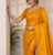 Yellow Color alpha with beads hand work rich border work Chiffon Saree