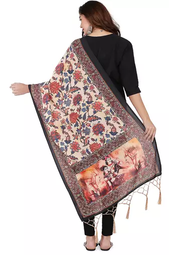 Digital motif print cotton maslin silk stall or scarf dupatta wear on kurti for women and girls