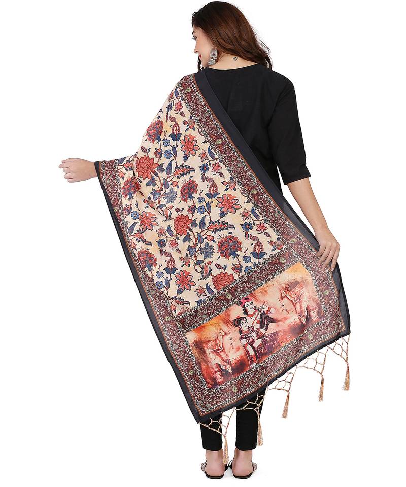 Digital motif print cotton maslin silk stall or scarf dupatta wear on kurti for women and girls