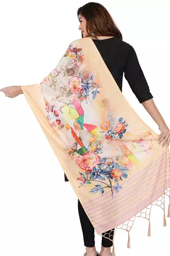 Digital motif print cotton maslin silk stall or scarf dupatta wear on kurti for women and girls