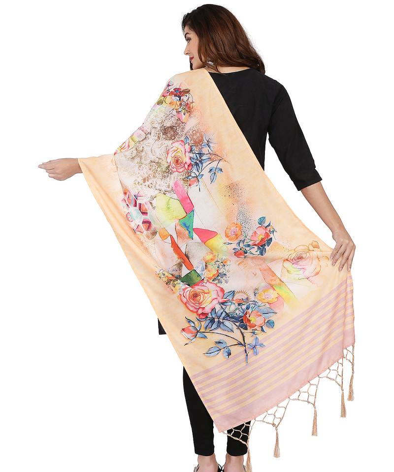 Digital motif print cotton maslin silk stall or scarf dupatta wear on kurti for women and girls