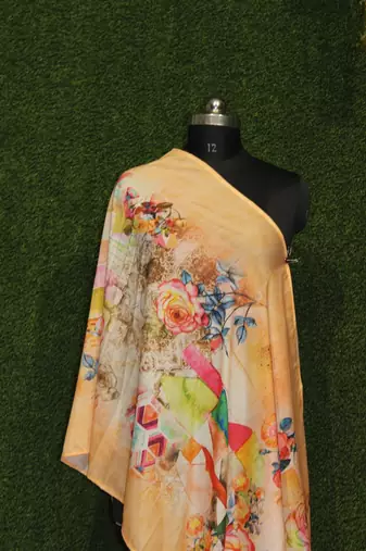 Digital motif print cotton maslin silk stall or scarf dupatta wear on kurti for women and girls