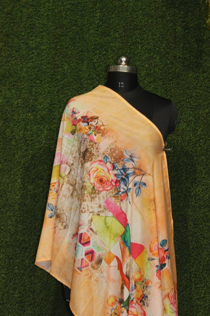 Digital motif print cotton maslin silk stall or scarf dupatta wear on kurti for women and girls
