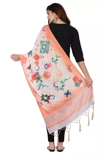 Digital motif print cotton maslin silk stall or scarf dupatta wear on kurti for women and girls