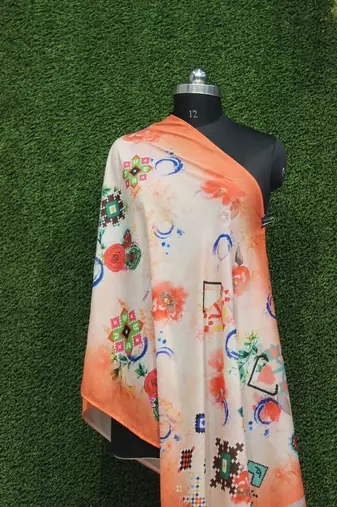 Digital motif print cotton maslin silk stall or scarf dupatta wear on kurti for women and girls