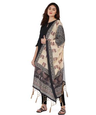 Digital motif print cotton maslin silk stall or scarf dupatta wear on kurti for women and girls 1
