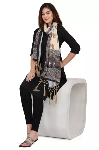 Digital motif print cotton maslin silk stall or scarf dupatta wear on kurti for women and girls