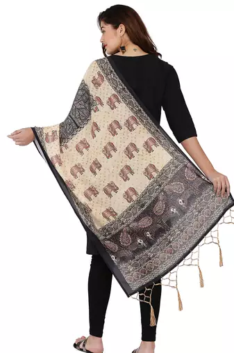 Digital motif print cotton maslin silk stall or scarf dupatta wear on kurti for women and girls