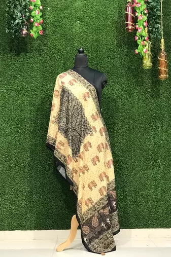 Digital motif print cotton maslin silk stall or scarf dupatta wear on kurti for women and girls
