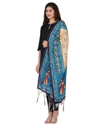 Digital motif print cotton maslin silk stall or scarf dupatta wear on kurti for women and girls 1