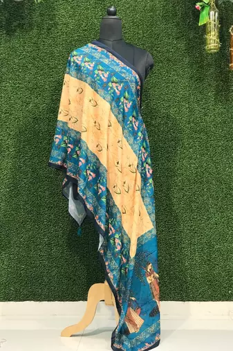 Digital motif print cotton maslin silk stall or scarf dupatta wear on kurti for women and girls