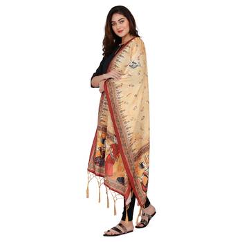 Digital motif print cotton maslin silk stall or scarf dupatta wear on kurti for women and girls 1