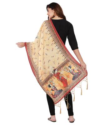 Digital motif print cotton maslin silk stall or scarf dupatta wear on kurti for women and girls 3