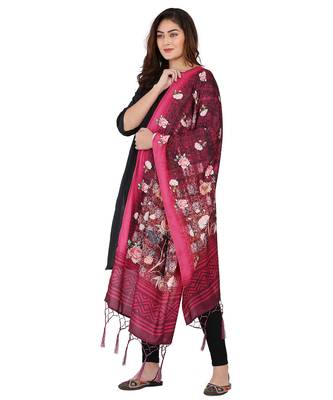 Digital motif print cotton maslin silk stall or scarf dupatta wear on kurti for women and girls 1