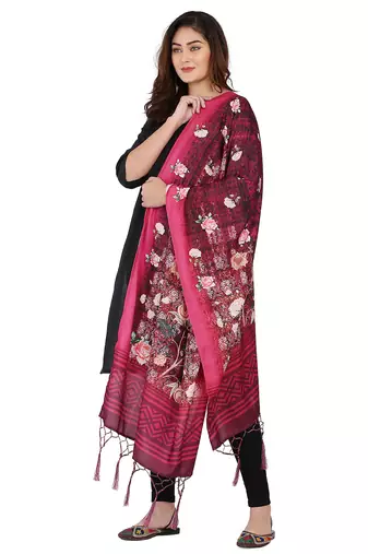 Digital motif print cotton maslin silk stall or scarf dupatta wear on kurti for women and girls