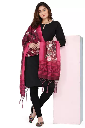 Digital motif print cotton maslin silk stall or scarf dupatta wear on kurti for women and girls