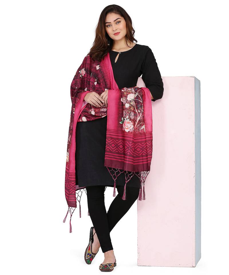 Digital motif print cotton maslin silk stall or scarf dupatta wear on kurti for women and girls