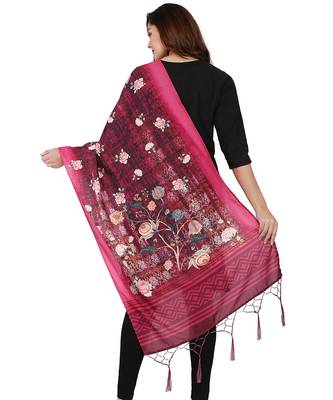 Digital motif print cotton maslin silk stall or scarf dupatta wear on kurti for women and girls 3