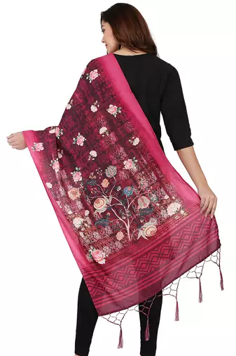 Digital motif print cotton maslin silk stall or scarf dupatta wear on kurti for women and girls