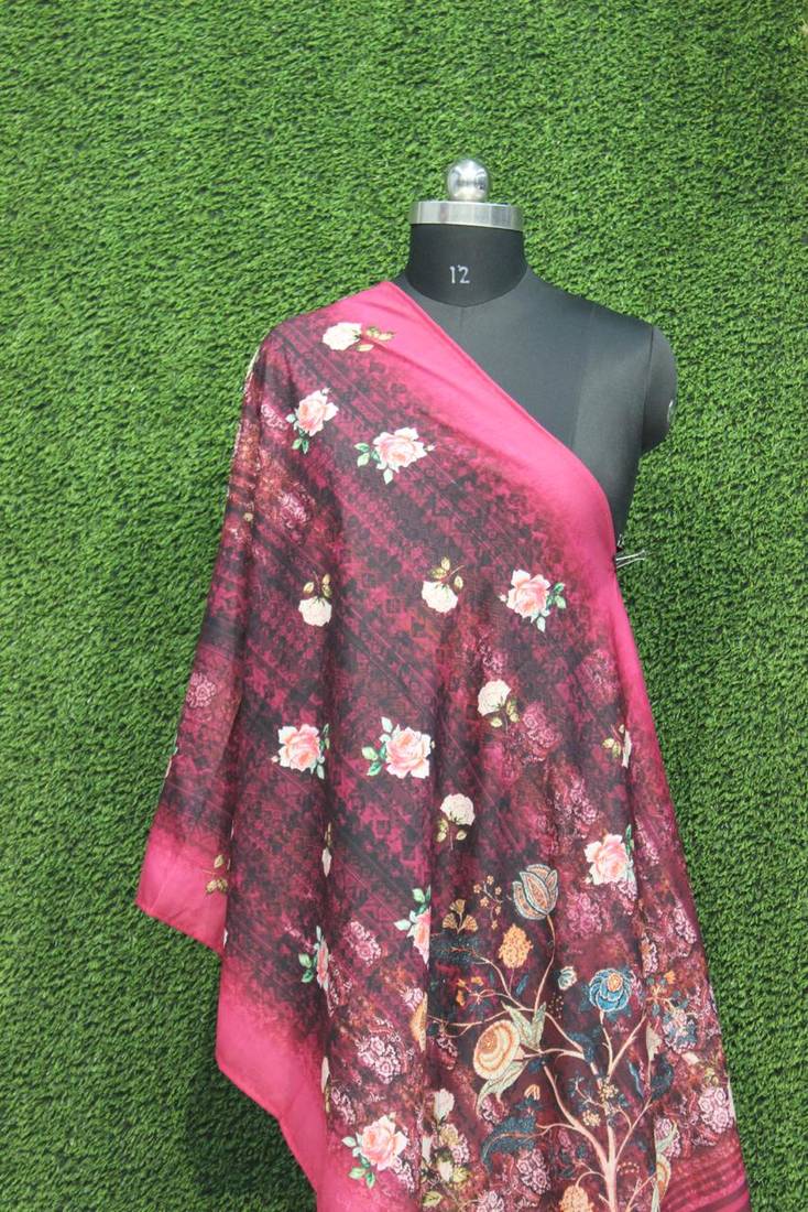 Digital motif print cotton maslin silk stall or scarf dupatta wear on kurti for women and girls