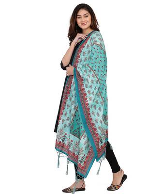 Digital motif print cotton maslin silk stall or scarf dupatta wear on kurti for women and girls 1