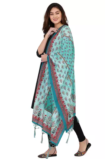 Digital motif print cotton maslin silk stall or scarf dupatta wear on kurti for women and girls
